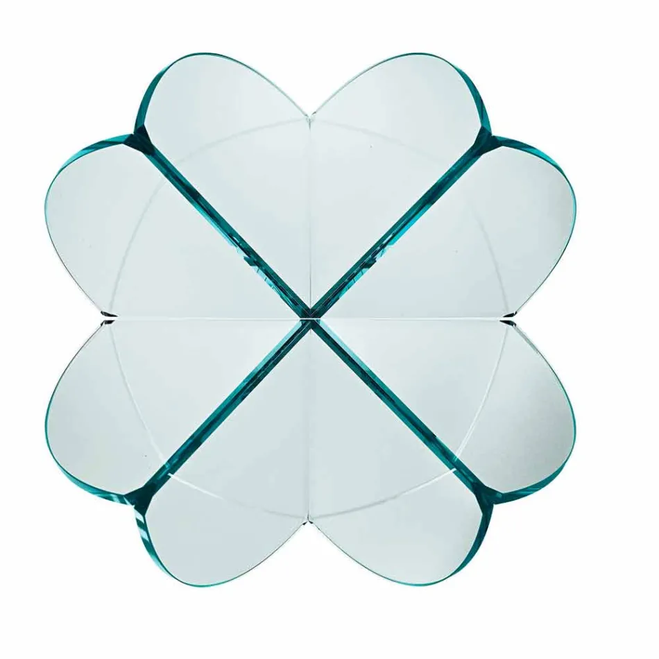 Wohnzimmer Couchtisch mit transparenter Glasblume und Säurebasis 3 Größen - Fiorella Viadurini