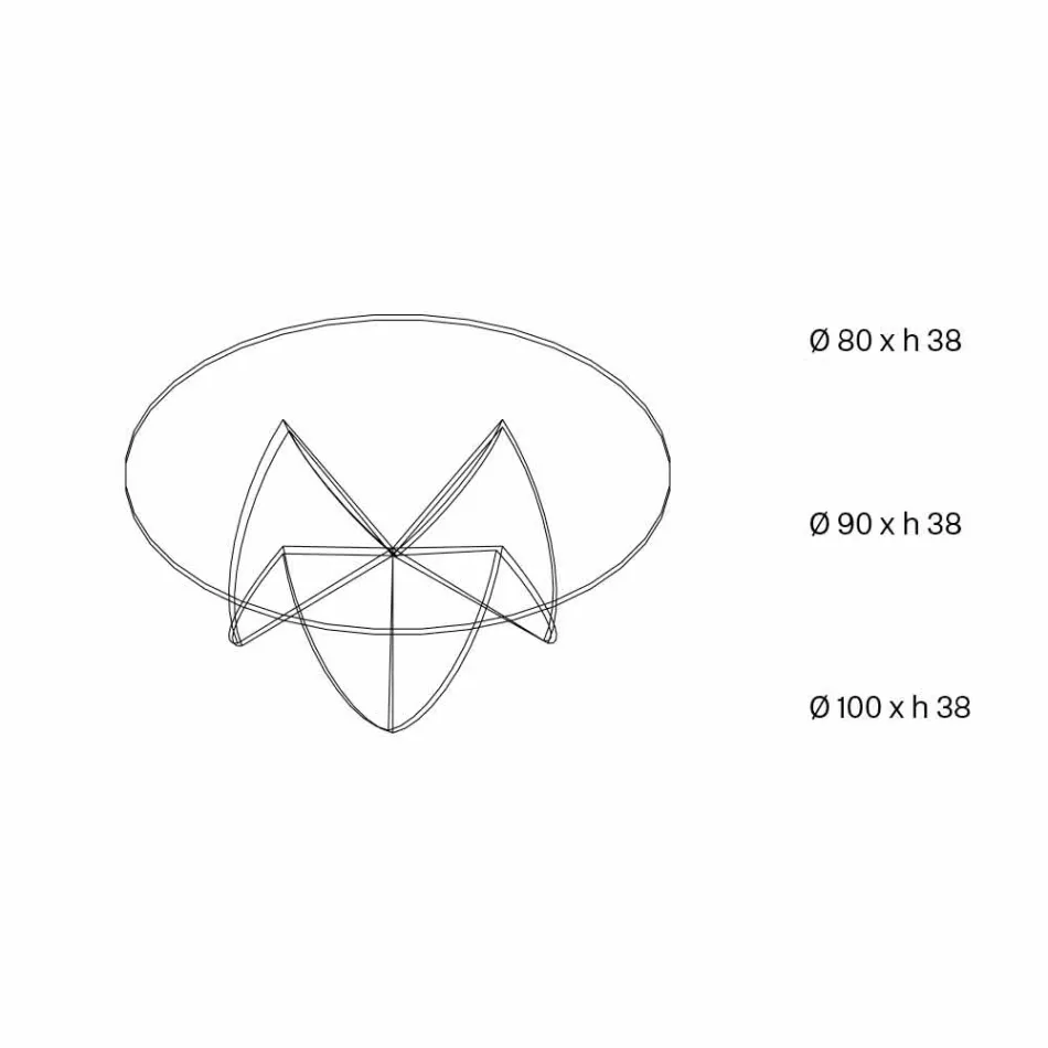Wohnzimmer Couchtisch mit transparenter Glasblume und Säurebasis 3 Größen - Fiorella Viadurini