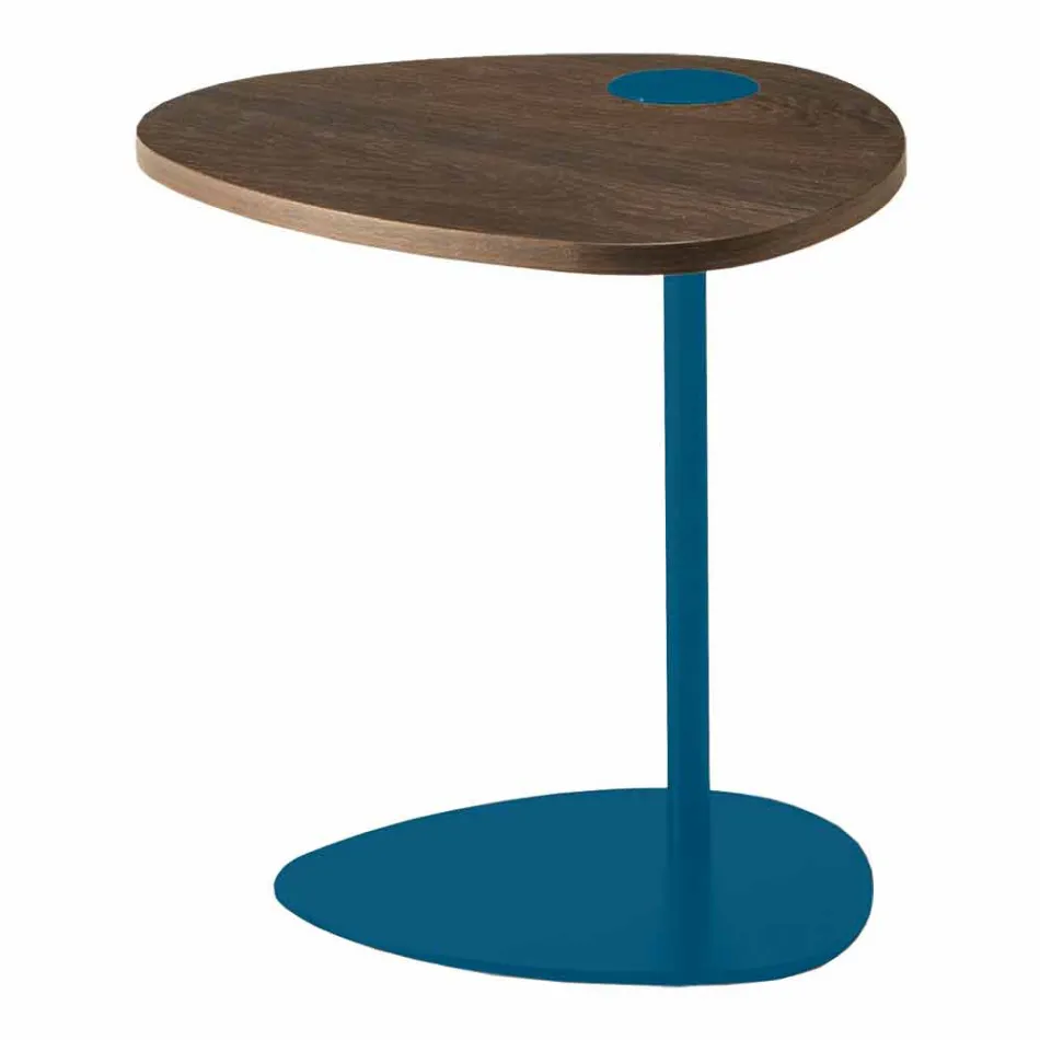 Wohnzimmer Couchtisch in Metall und Holzplatte, Luxus-Design - Yassine Viadurini