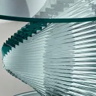 Wohnzimmer Couchtisch aus transparentem Spiralglas und drehbarer Basis - Spirulo Viadurini