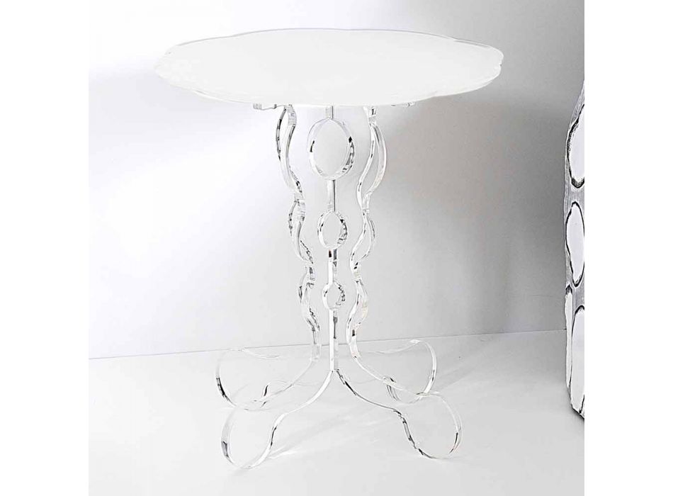 Runder weißer Tisch Durchmesser 36cm modernes Design Janis, hergestellt in Italien Viadurini