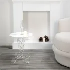 Weißer runder Couchtisch, Durchmesser 50 cm, modernes Design Janis, hergestellt in Italien Viadurini