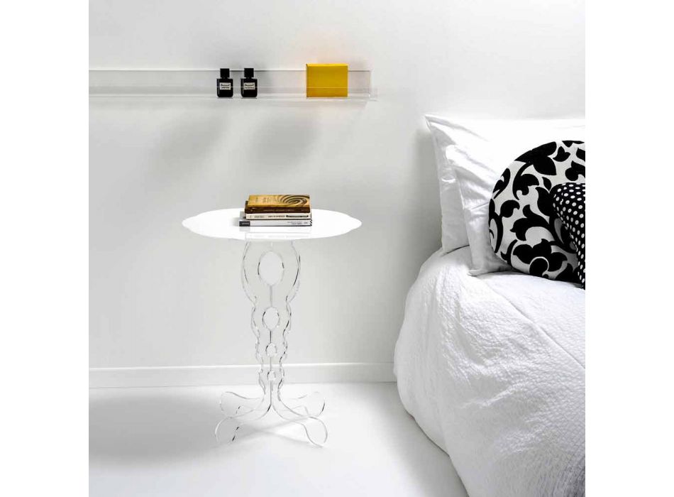 Kleiner runder Tisch weiß Durchmesser 50cm modernes Design Janis, made in Italy Viadurini