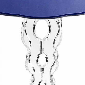 Blauer runder Tisch Durchmesser 36 cm modernes Design Janis, made in Italy