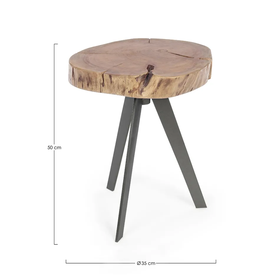 Runder Couchtisch in Stamm aus Holz und Stahl Homemotion - Tancredi Viadurini