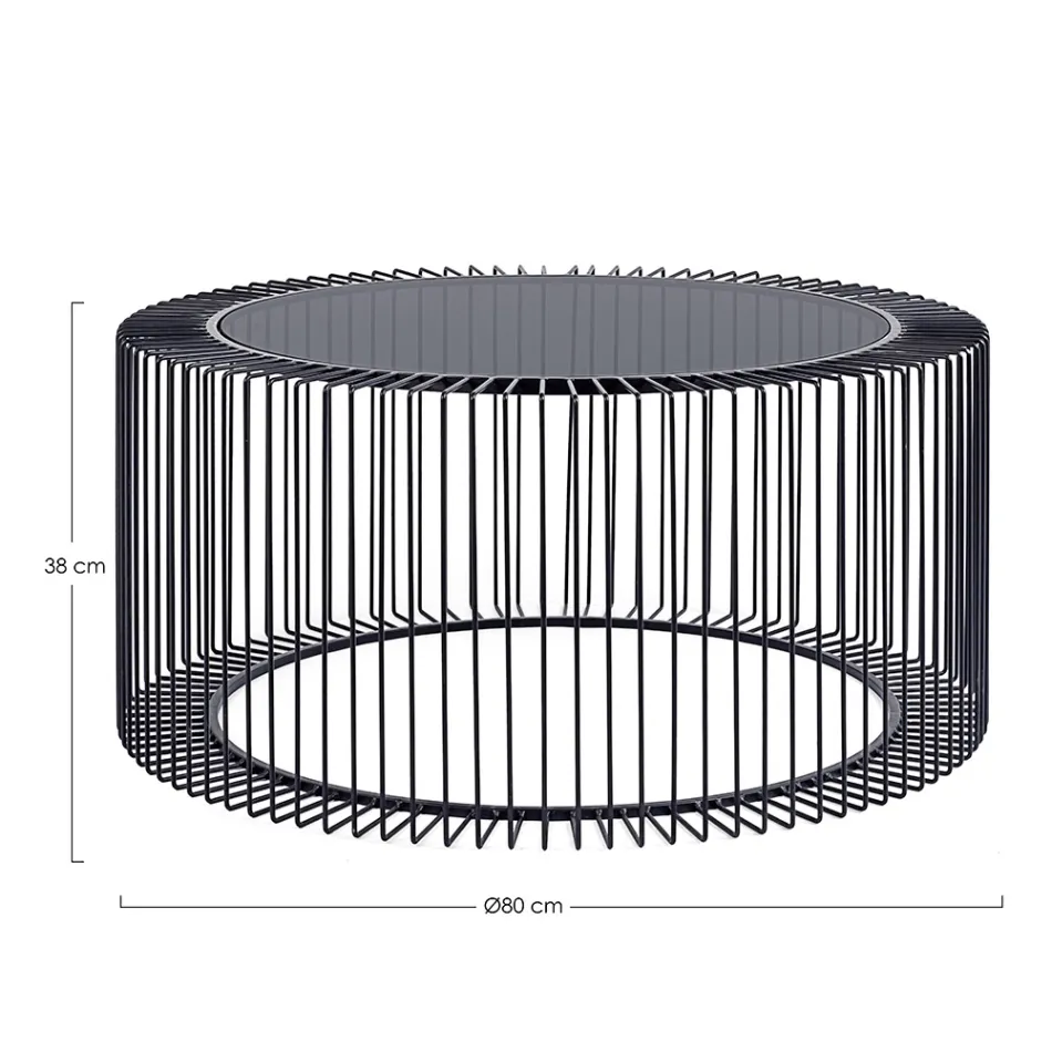 Runder Couchtisch aus lackiertem Stahl und gehärtetem Glas - Apuleio Viadurini