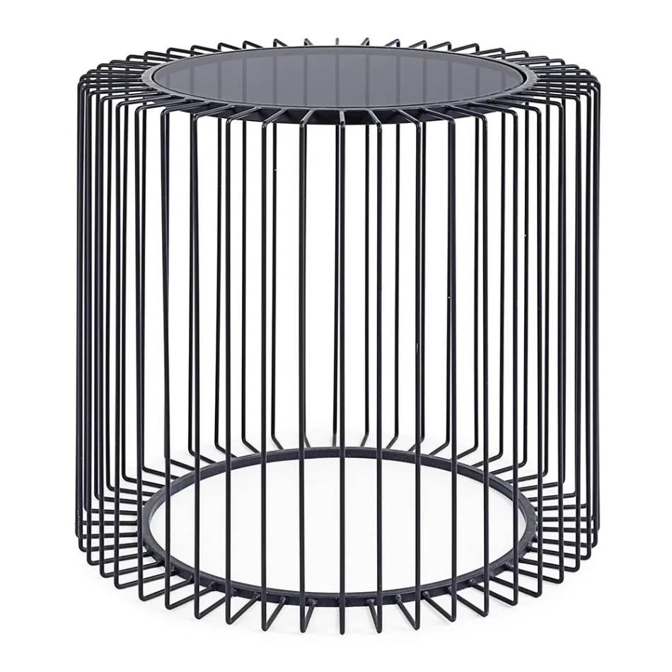 Runder Couchtisch aus lackiertem Stahl und gehärtetem Glas - Apuleio Viadurini