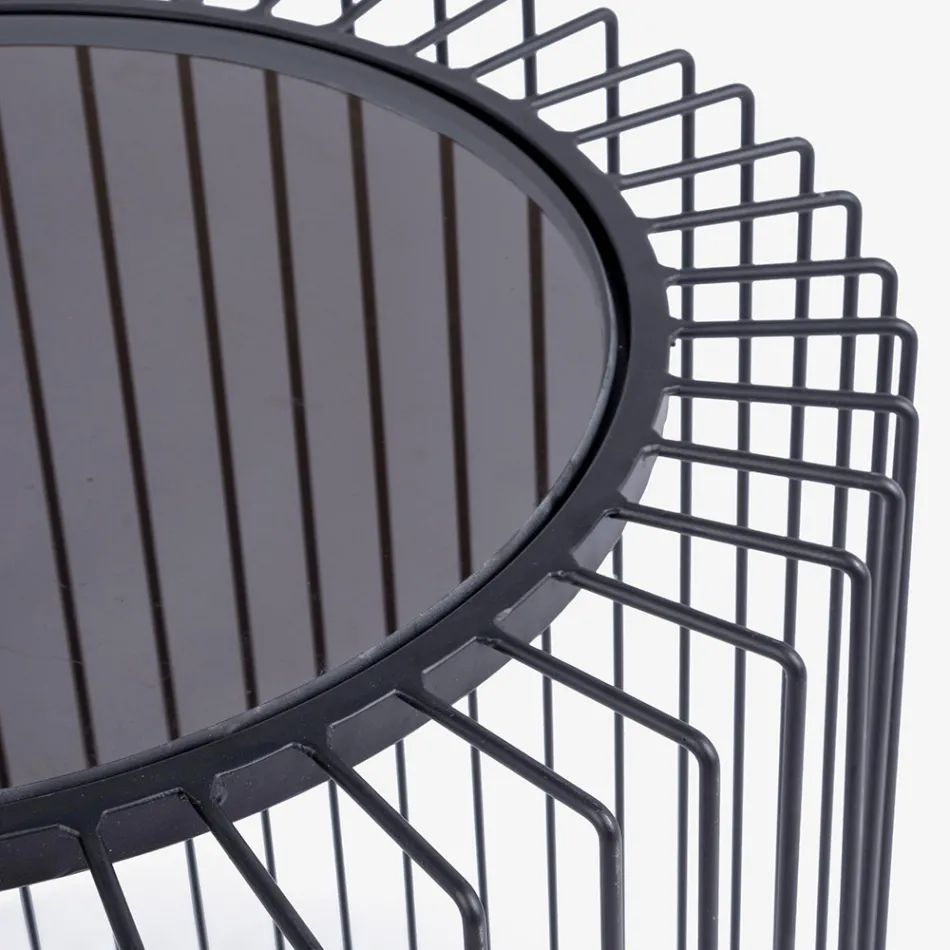 Runder Couchtisch aus lackiertem Stahl und gehärtetem Glas - Apuleio Viadurini