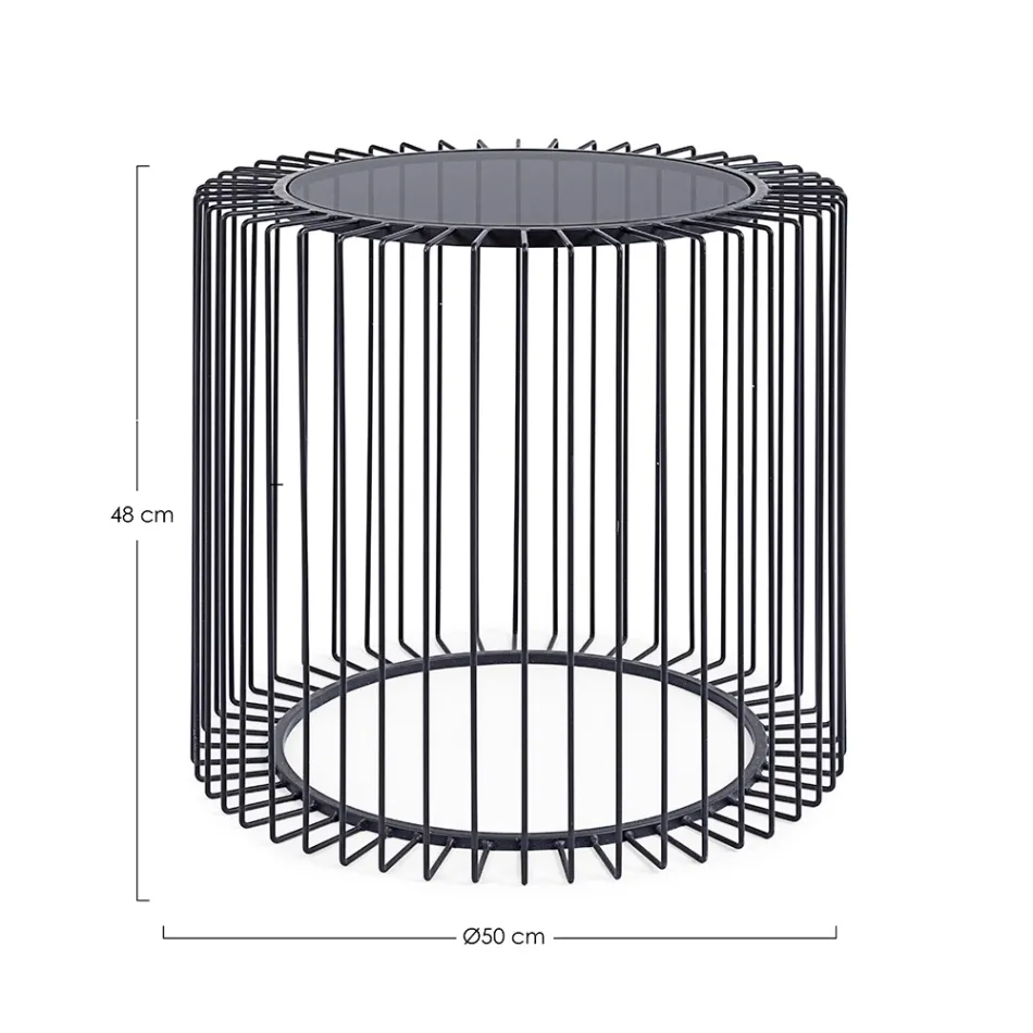 Runder Couchtisch aus lackiertem Stahl und gehärtetem Glas - Apuleio Viadurini