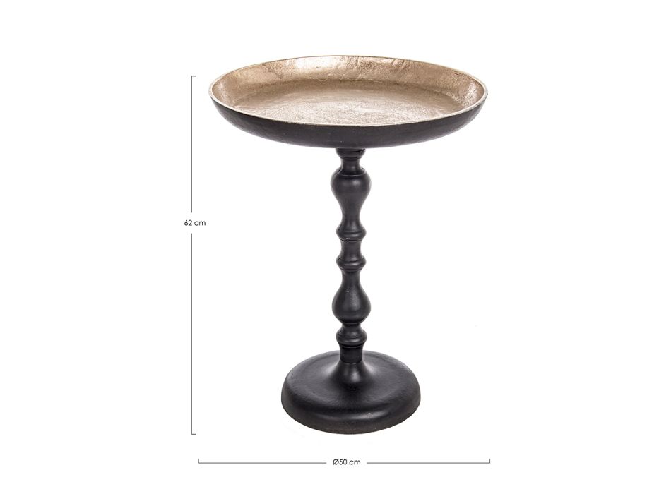 Runder Tisch aus plattiertem und antikem Vintage-Aluminium Homemotion - Smemo Viadurini