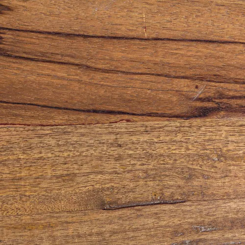 Runder Couchtisch aus recyceltem Holz und Stahl weiß oder grau - Genoveffa Viadurini