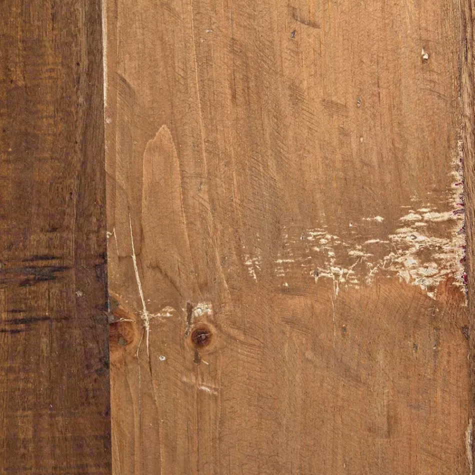 Runder Couchtisch aus recyceltem Holz und Stahl weiß oder grau - Genoveffa Viadurini