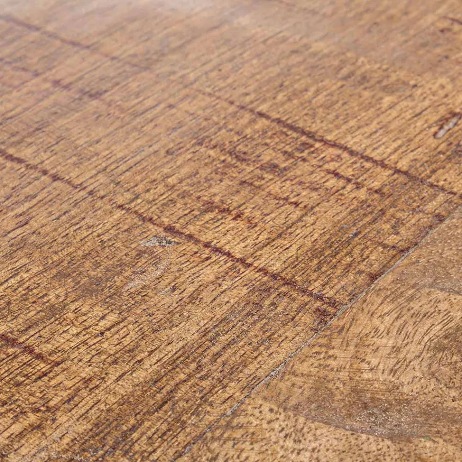 Runder Couchtisch aus recyceltem Holz und Stahl weiß oder grau - Genoveffa Viadurini