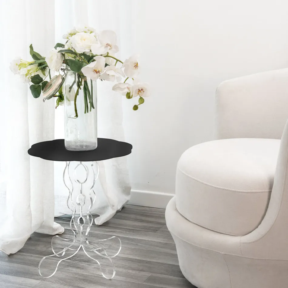 Runder schwarzer Couchtisch Durchmesser 50 cm Janis modernes Design, hergestellt in Italien Viadurini