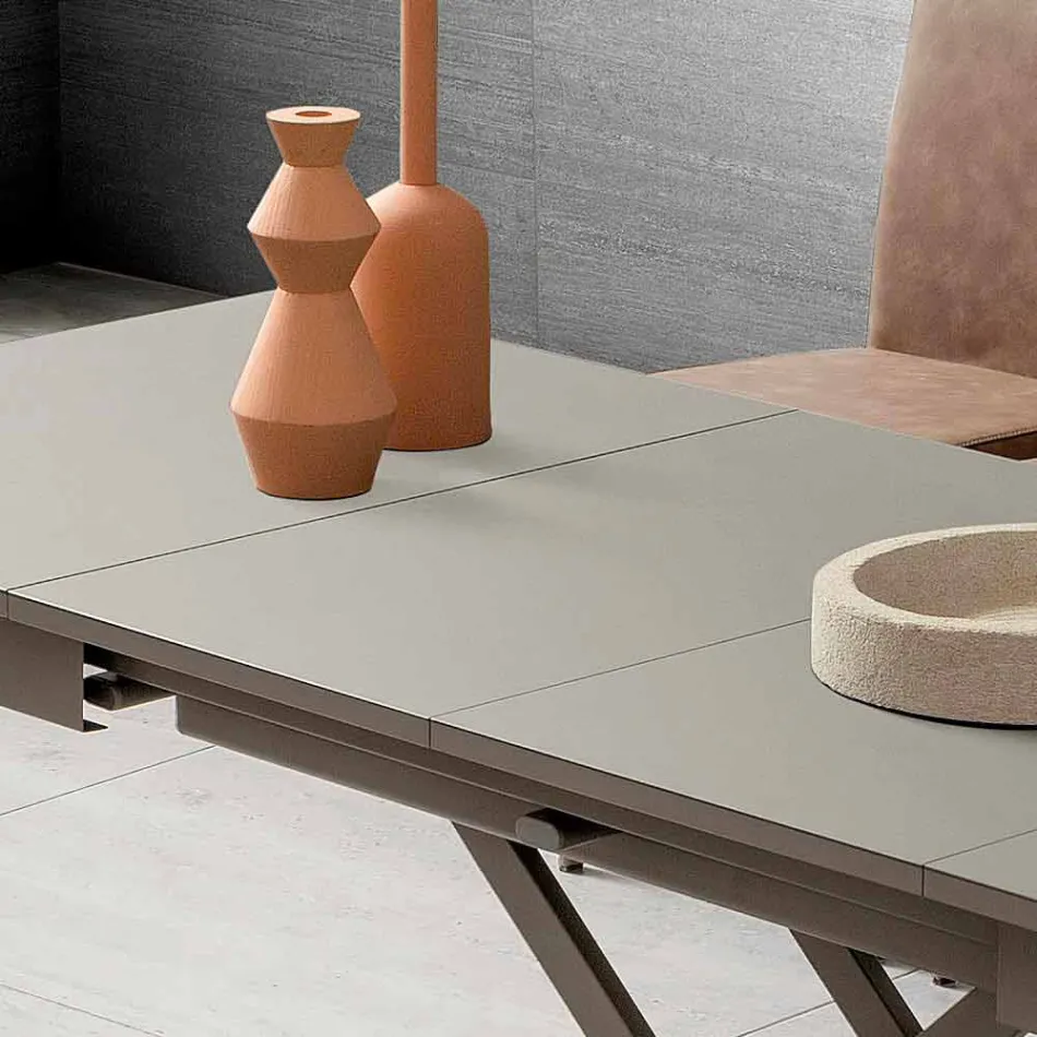 Transformierbarer Wohnzimmer Couchtisch aus Fenix und Metall Made in Italy - Chiano Viadurini