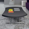 Verwandelbarer Couchtisch aus rundem Esstisch aus Metall und Glas - Giordana