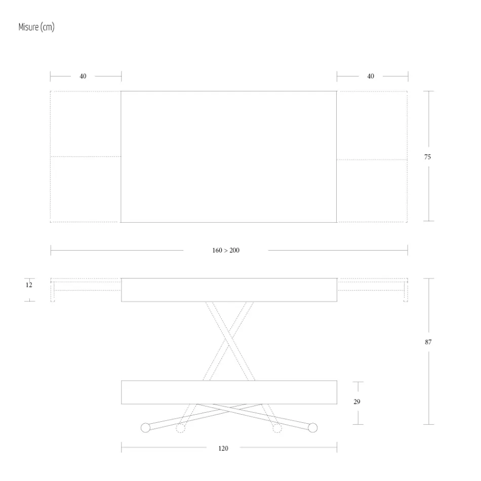 Verwandelbarer Couchtisch aus Metall und Holz Tisch Made in Italy - Polaris Viadurini