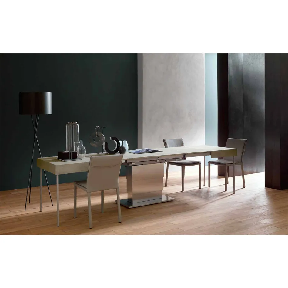 Moderner umwandelbarer Couchtisch mit Mörtel-Effekt-Platte Made in Italy - Salomon Viadurini