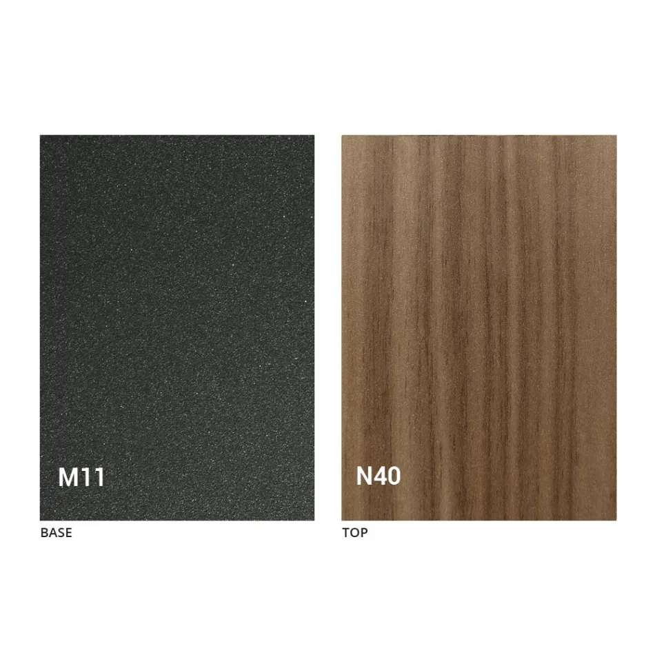 Moderner wandelbarer Couchtisch aus Graphitmetall und Holzplatte - Sistocle Viadurini