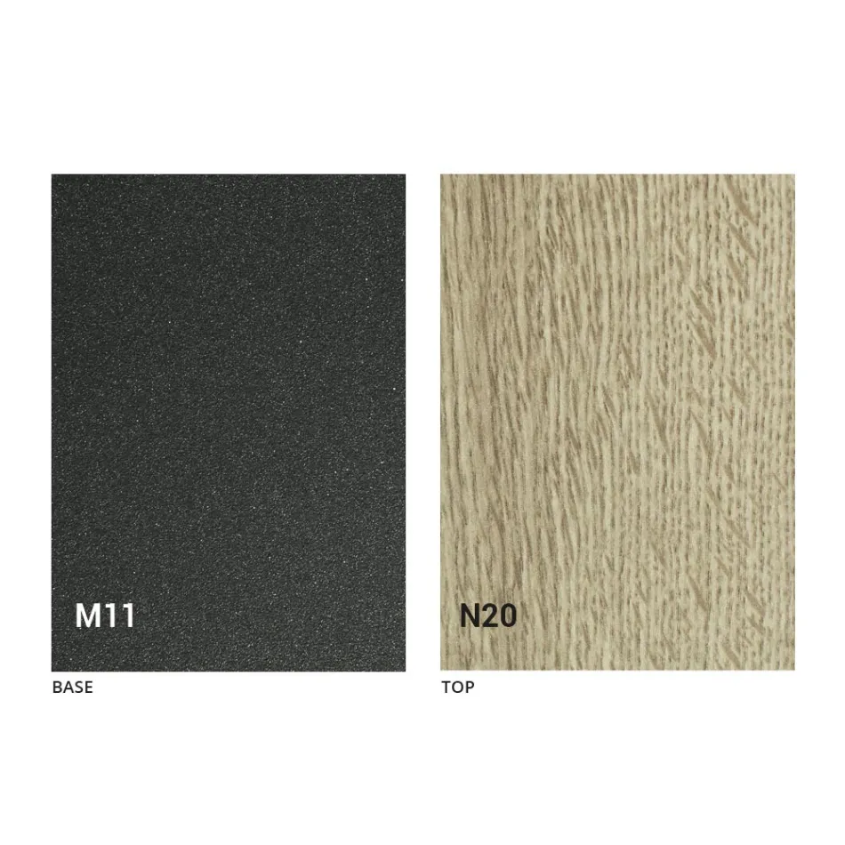 Moderner wandelbarer Couchtisch aus Graphitmetall und Holzplatte - Sistocle Viadurini