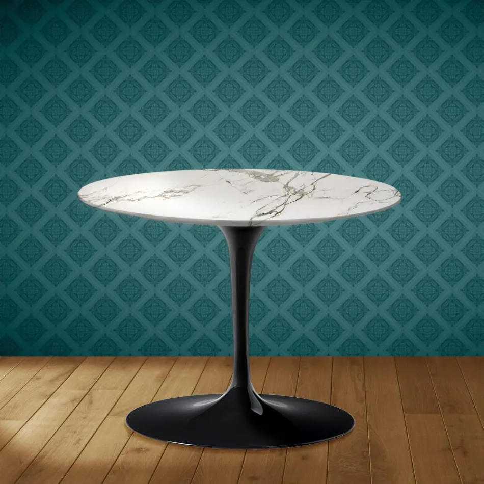 Eero Saarinen Tulip Couchtisch H 41 in Aura 22 Keramik Made in Italy - Scarlet Viadurini