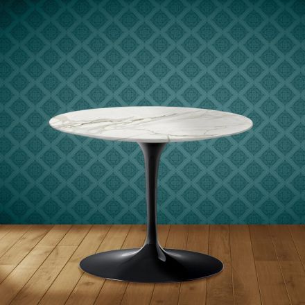 Eero Saarinen Tulip Couchtisch H 41 Zoll Polierte Keramik Hergestellt in Italien - Scharlachrot Viadurini