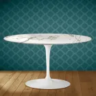 Eero Saarinen H 41 Ovaler Tulpen-Couchtisch aus Aura 22 Keramik, hergestellt in Italien - Scharlachrot Viadurini
