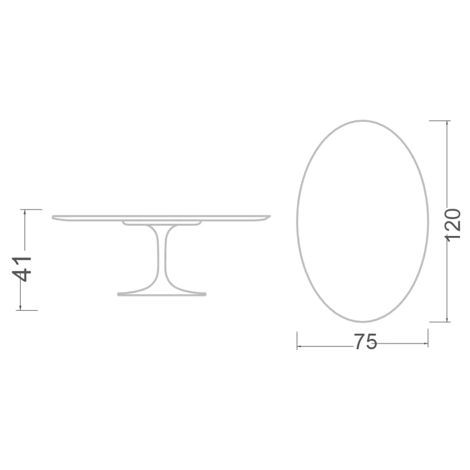 Eero Saarinen Tulip Couchtisch H 41 Oval aus Marmorio Keramik Hergestellt in Italien - Scharlachrot Viadurini