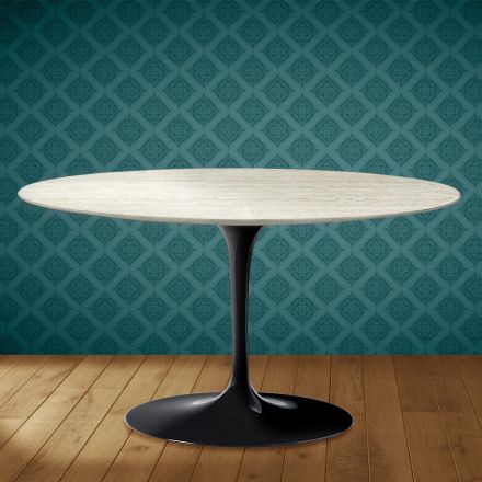 Eero Saarinen Tulip Couchtisch H 41 Oval aus Marmorio Keramik Hergestellt in Italien - Scharlachrot Viadurini