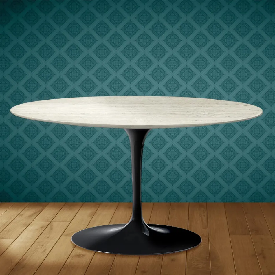 Eero Saarinen Tulip Couchtisch H 41 Oval aus Marmorio Keramik Hergestellt in Italien - Scharlachrot Viadurini