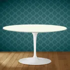 Eero Saarinen H 41 Ovaler Tulpen-Couchtisch aus Moonè-Keramik, hergestellt in Italien – Scharlachrot Viadurini