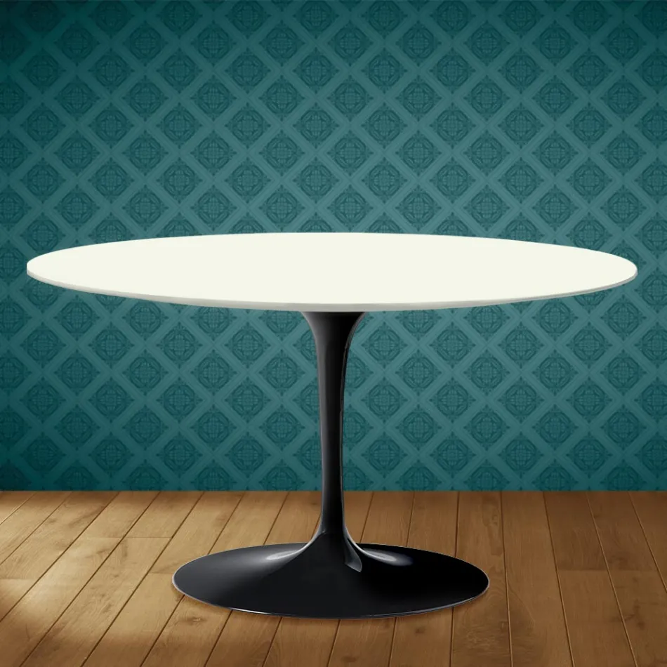 Eero Saarinen Tulip Couchtisch H 41 Oval aus Moonè Keramik, hergestellt in Italien - Scharlachrot Viadurini