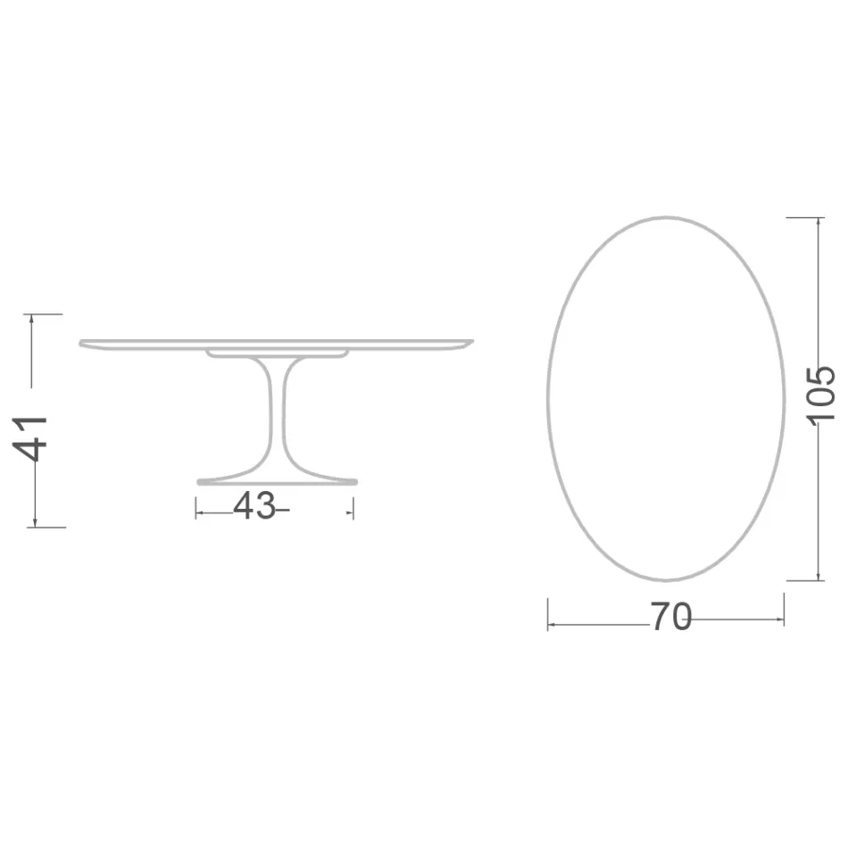 Tulpen-Couchtisch Eero Saarinen H 41 Oval aus Rem-Keramik, hergestellt in Italien – Scharlachrot Viadurini