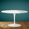 Eero Saarinen Tulip Couchtisch H 41 Oval aus Salina Keramik, hergestellt in Italien - Scharlachrot