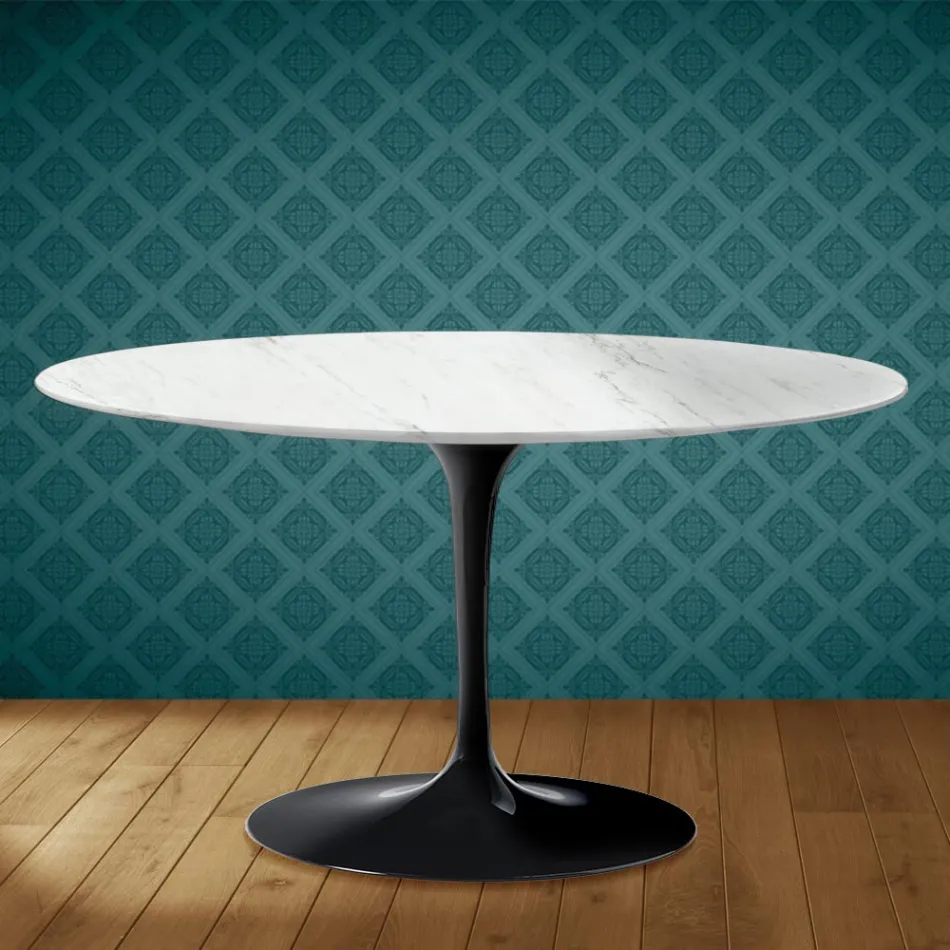 Eero Saarinen Tulip Couchtisch H 41 Oval aus Salina Keramik, hergestellt in Italien - Scharlachrot Viadurini