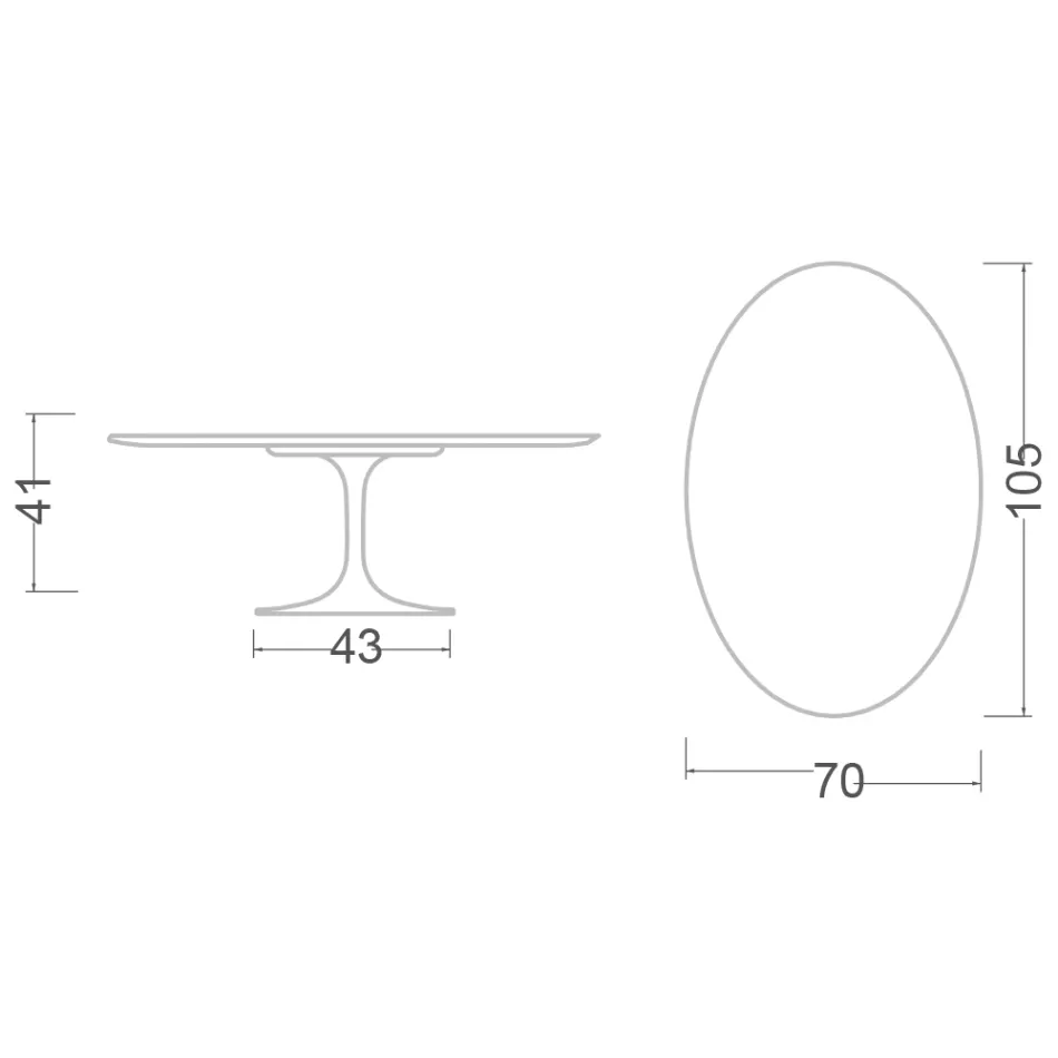 Tulpen-Couchtisch Eero Saarinen H 41 Oval aus dunklem Emperador-Marmor, hergestellt in Italien Viadurini