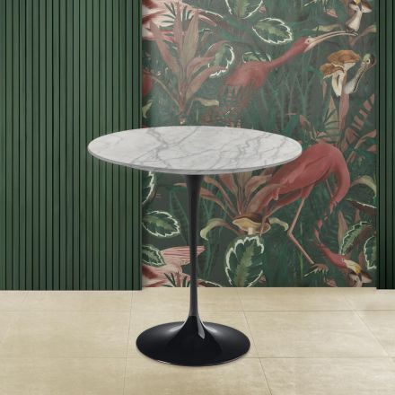 Eero Saarinen Tulip Couchtisch H 52 aus Carrara Statuarietto Marmor, hergestellt in Italien – Scharlachrot Viadurini