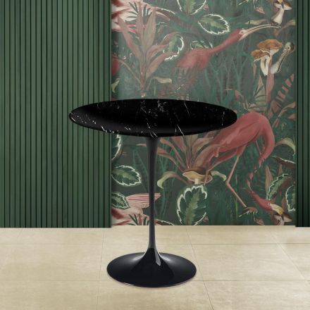 Tulpen-Couchtisch Eero Saarinen H 52 aus schwarzem Marquinia-Marmor, hergestellt in Italien – Scharlachrot Viadurini