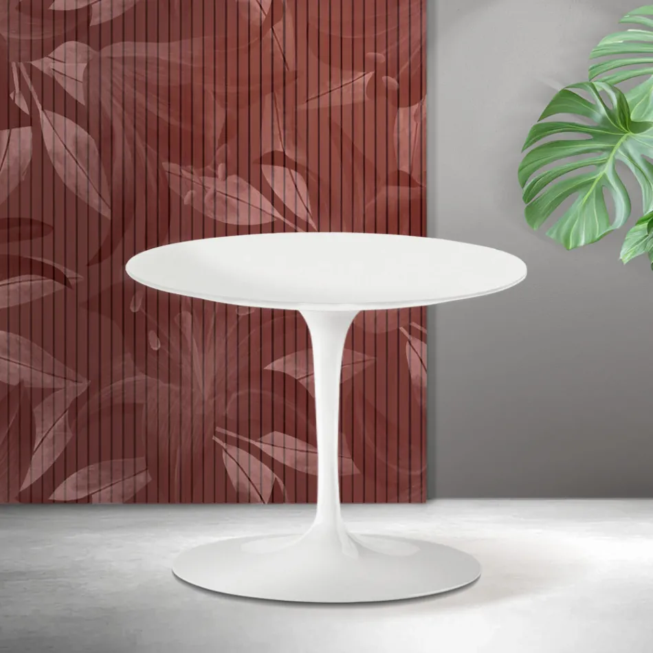 Saarinen Tulip Couchtisch H 39 cm in Mattweiß Florim Keramik - Scharlachrot Viadurini