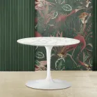 Tulip Saarinen H 39 Ovaler Couchtisch mit Carrara-Marmorplatte, hergestellt in Italien – Scharlachrot Viadurini