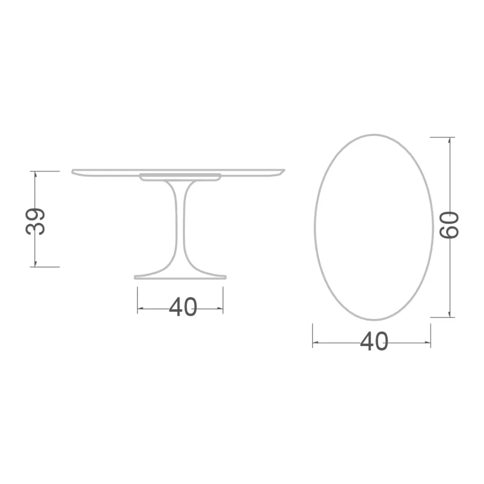 Tulip Saarinen H 39 Ovaler Couchtisch mit Statuarietto Carrara-Marmorplatte Viadurini