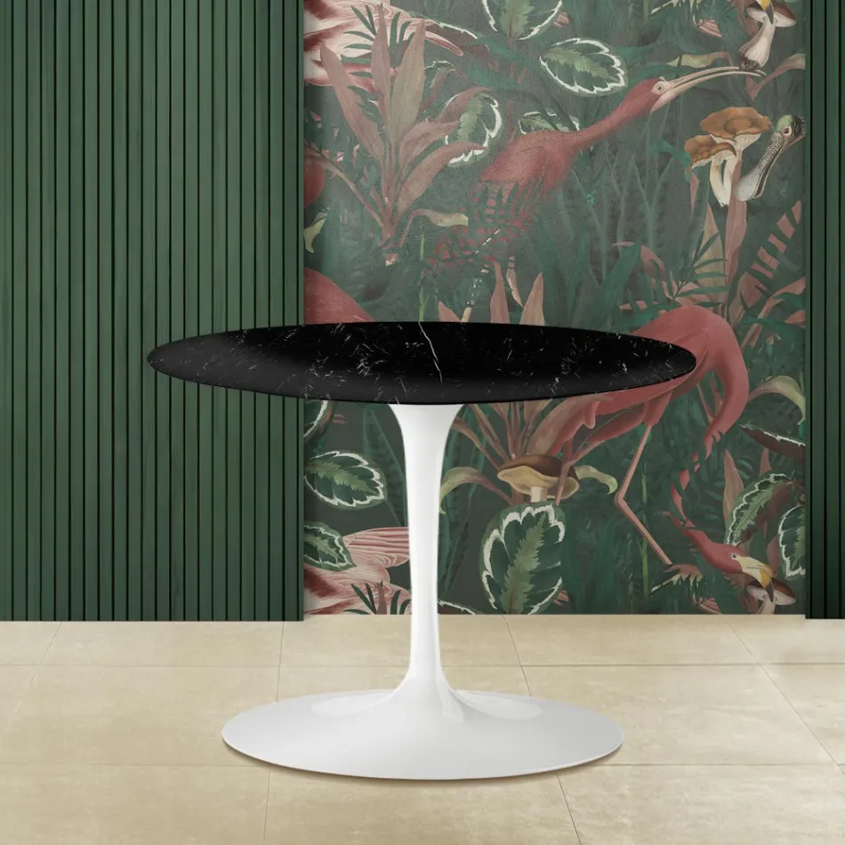 Tulip Saarinen H 39 Ovaler Couchtisch aus schwarzem MArquinia-Marmor, hergestellt in Italien Viadurini