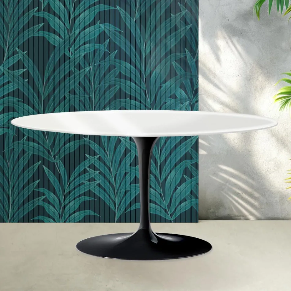 Saarinen Tulip Couchtisch H 41 cm in Hochglanzweiß Florim Keramik - Scharlachrot Viadurini