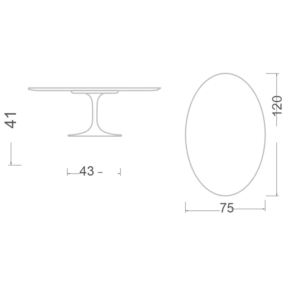 Tulip Saarinen H 41 Ovaler Couchtisch mit schwarzer weicher Keramikplatte, hergestellt in Italien – Scharlachrot Viadurini
