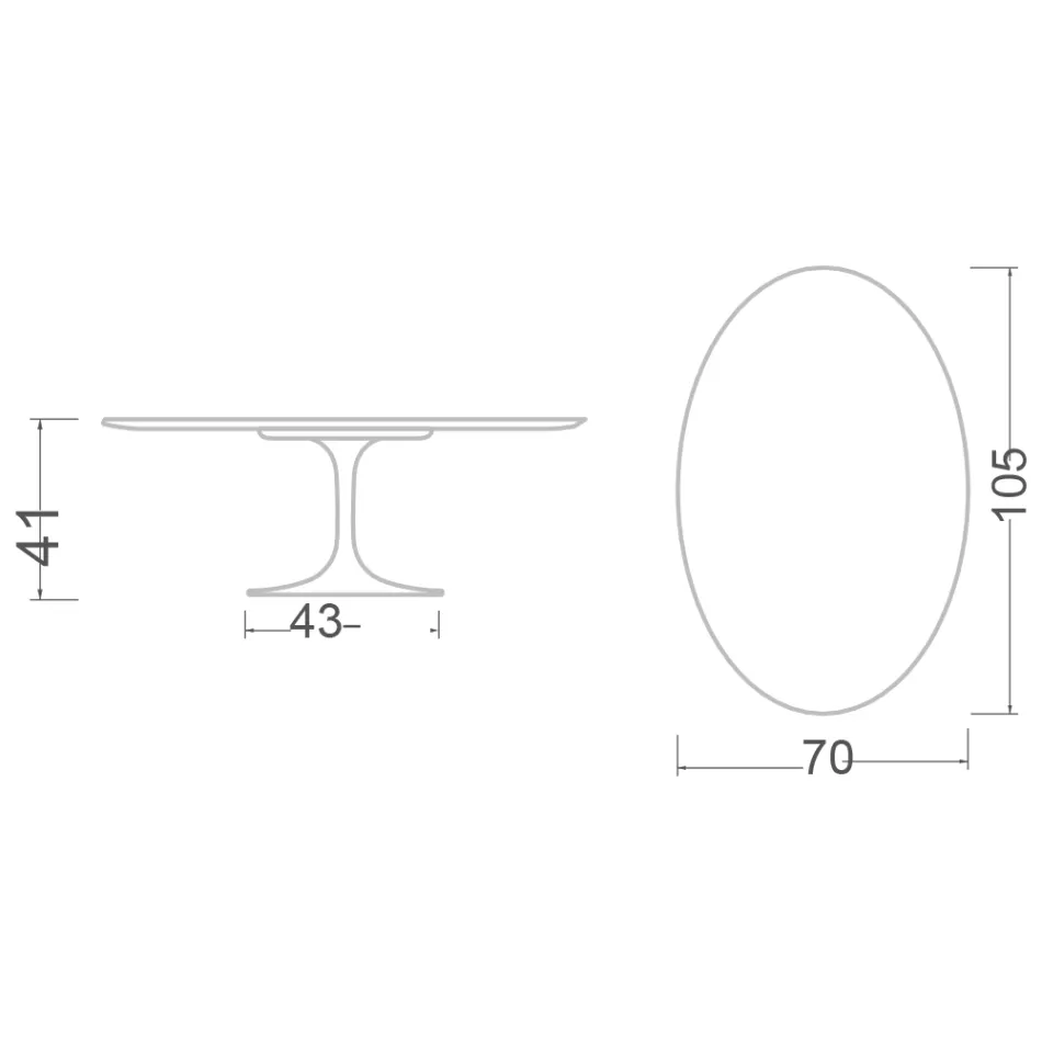 Tulip Saarinen H 41 Ovaler Couchtisch mit vollständig geäderter Statuen-Keramikplatte Viadurini