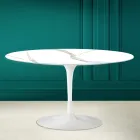 Tulip Saarinen H 41 Ovaler Couchtisch aus Calacatta Michelangelo Keramik Viadurini