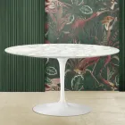 Tulip Saarinen H 41 Ovaler Couchtisch aus Carrara-Marmor, hergestellt in Italien – Scharlachrot Viadurini