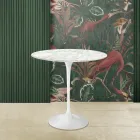 Tulip Saarinen Couchtisch H 52 mit ovaler Carrara-Marmorplatte, hergestellt in Italien – Scharlachrot Viadurini