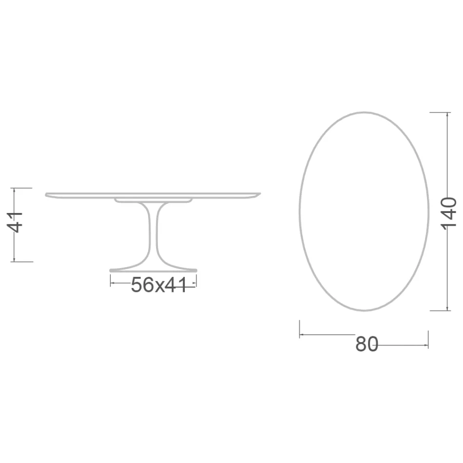 Saarinen Tulpen-Couchtisch, oval, H 41 cm, Domoos Keramik, hergestellt in Italien - Scharlachrot Viadurini