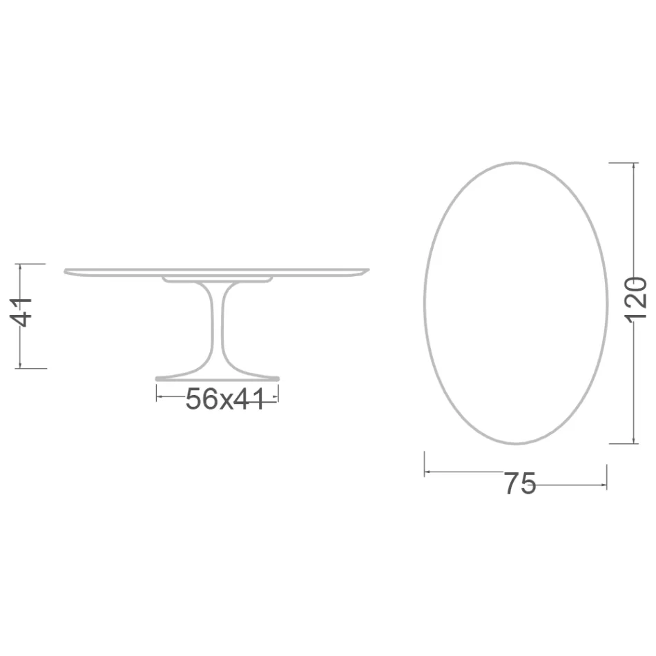 Saarinen Tulpen-Couchtisch, oval, H 41 cm, Moonè Keramik, hergestellt in Italien - Scharlachrot Viadurini